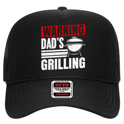 Warning DadS Grilling FatherS Day Graphic High Crown Mesh Back Trucker Hat