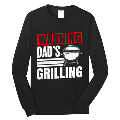 Warning DadS Grilling FatherS Day Graphic Long Sleeve Shirt