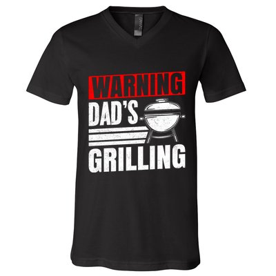 Warning DadS Grilling FatherS Day Graphic V-Neck T-Shirt