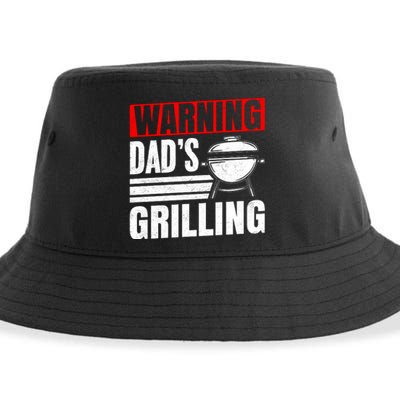 Warning DadS Grilling FatherS Day Graphic Sustainable Bucket Hat