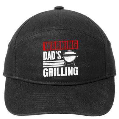 Warning DadS Grilling FatherS Day Graphic 7-Panel Snapback Hat