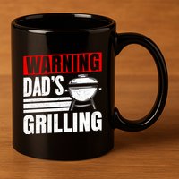 Warning DadS Grilling FatherS Day Graphic 11oz C Handle Ceramic Mug