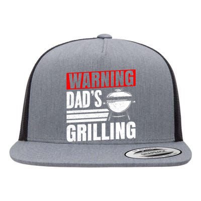 Warning DadS Grilling FatherS Day Graphic Flat Bill Trucker Hat