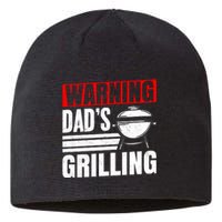 Warning DadS Grilling FatherS Day Graphic Sustainable Beanie