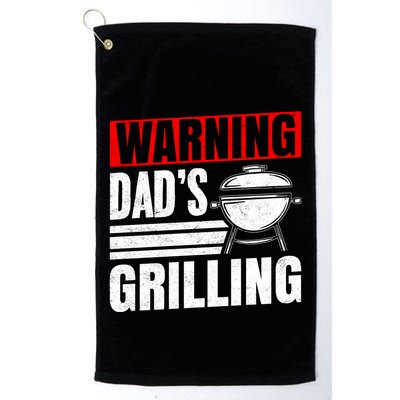 Warning DadS Grilling FatherS Day Graphic Golf Towel