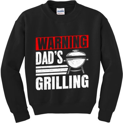 Warning DadS Grilling FatherS Day Graphic Kids Sweatshirt