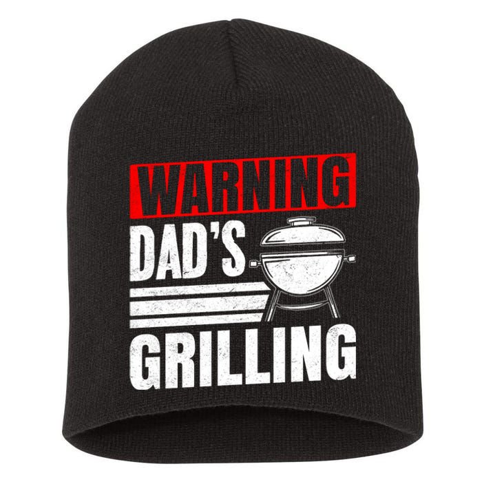 Warning DadS Grilling FatherS Day Graphic Short Acrylic Beanie