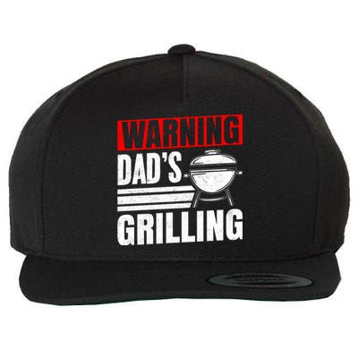 Warning DadS Grilling FatherS Day Graphic Wool Snapback Cap