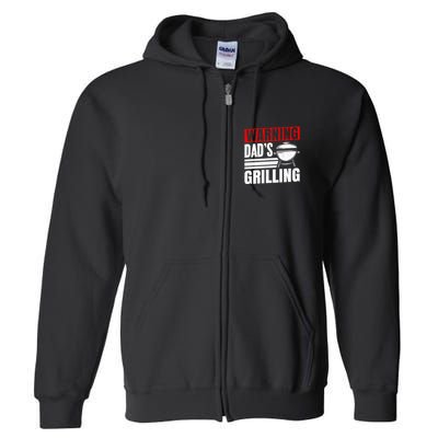 Warning DadS Grilling FatherS Day Graphic Full Zip Hoodie