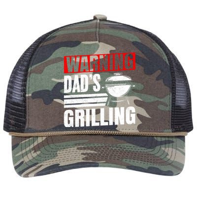 Warning DadS Grilling FatherS Day Graphic Retro Rope Trucker Hat Cap