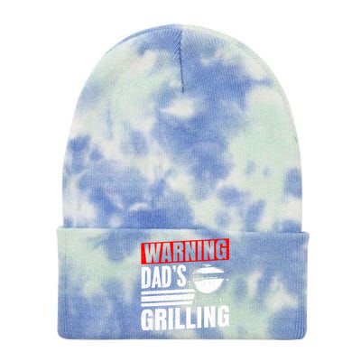 Warning DadS Grilling FatherS Day Graphic Tie Dye 12in Knit Beanie