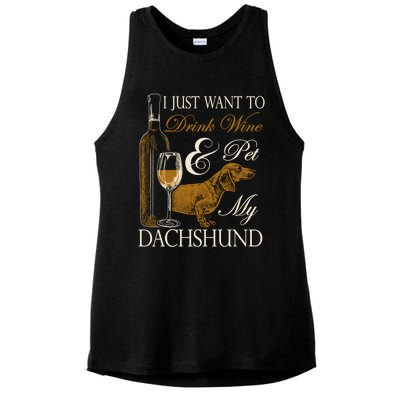 Wine Dachshund Great Gift Ladies PosiCharge Tri-Blend Wicking Tank