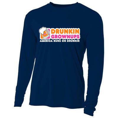 Wo Drunkin Grownups Adult Party Sarcastic Gift Drinking V-Neck Cooling Performance Long Sleeve Crew