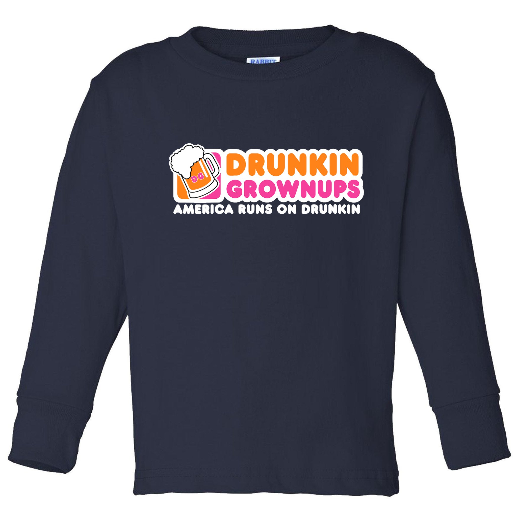 Wo Drunkin Grownups Adult Party Sarcastic Gift Drinking V-Neck Toddler Long Sleeve Shirt