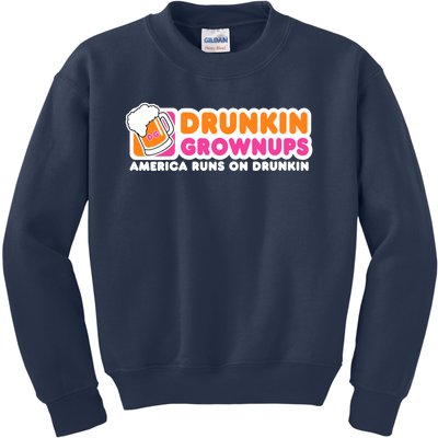 Wo Drunkin Grownups Adult Party Sarcastic Gift Drinking V-Neck Kids Sweatshirt