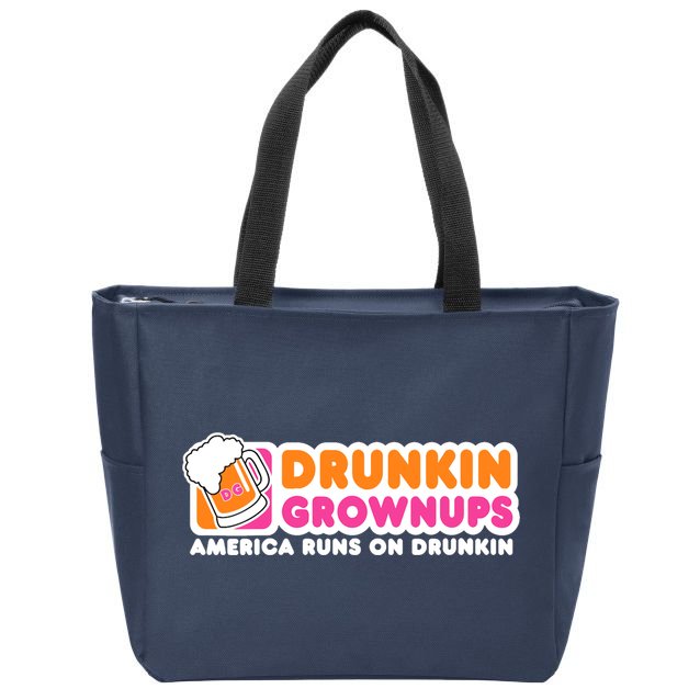 Wo Drunkin Grownups Adult Party Sarcastic Gift Drinking V-Neck Zip Tote Bag