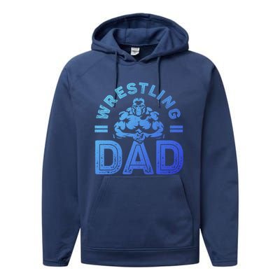 Wrestling Dad Gift Wrestle Lover Daddy Wrestler Gift Performance Fleece Hoodie