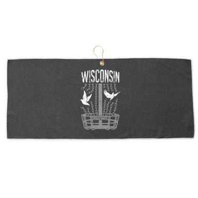 Wisconsin Disc Golf Player Breaking Chains Birdie Gift Large Microfiber Waffle Golf Towel