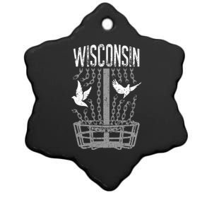 Wisconsin Disc Golf Player Breaking Chains Birdie Gift Ceramic Star Ornament