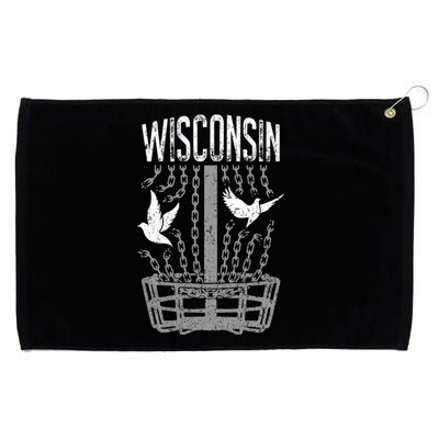 Wisconsin Disc Golf Player Breaking Chains Birdie Gift Grommeted Golf Towel