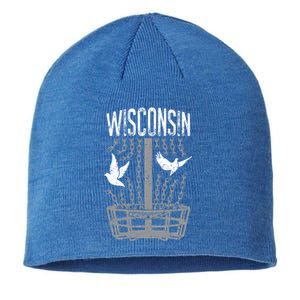 Wisconsin Disc Golf Player Breaking Chains Birdie Gift Sustainable Beanie