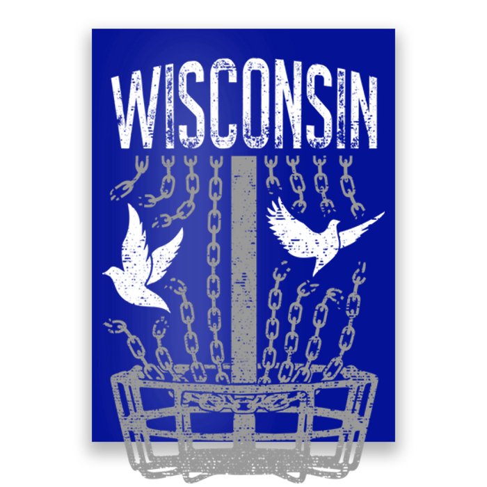 Wisconsin Disc Golf Player Breaking Chains Birdie Gift Poster