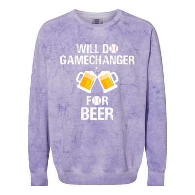 Will Do Gamechanger For Beer Funny Baseball Colorblast Crewneck Sweatshirt