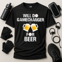Will Do Gamechanger For Beer Funny Baseball Cooling Performance Crew T-Shirt