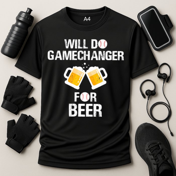 Will Do Gamechanger For Beer Funny Baseball Cooling Performance Crew T-Shirt