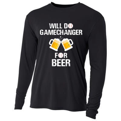 Will Do Gamechanger For Beer Funny Baseball Cooling Performance Long Sleeve Crew