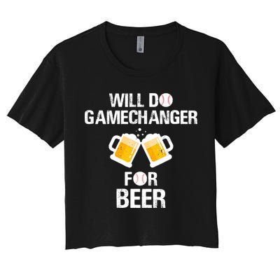 Will Do Gamechanger For Beer Funny Baseball Crop Top