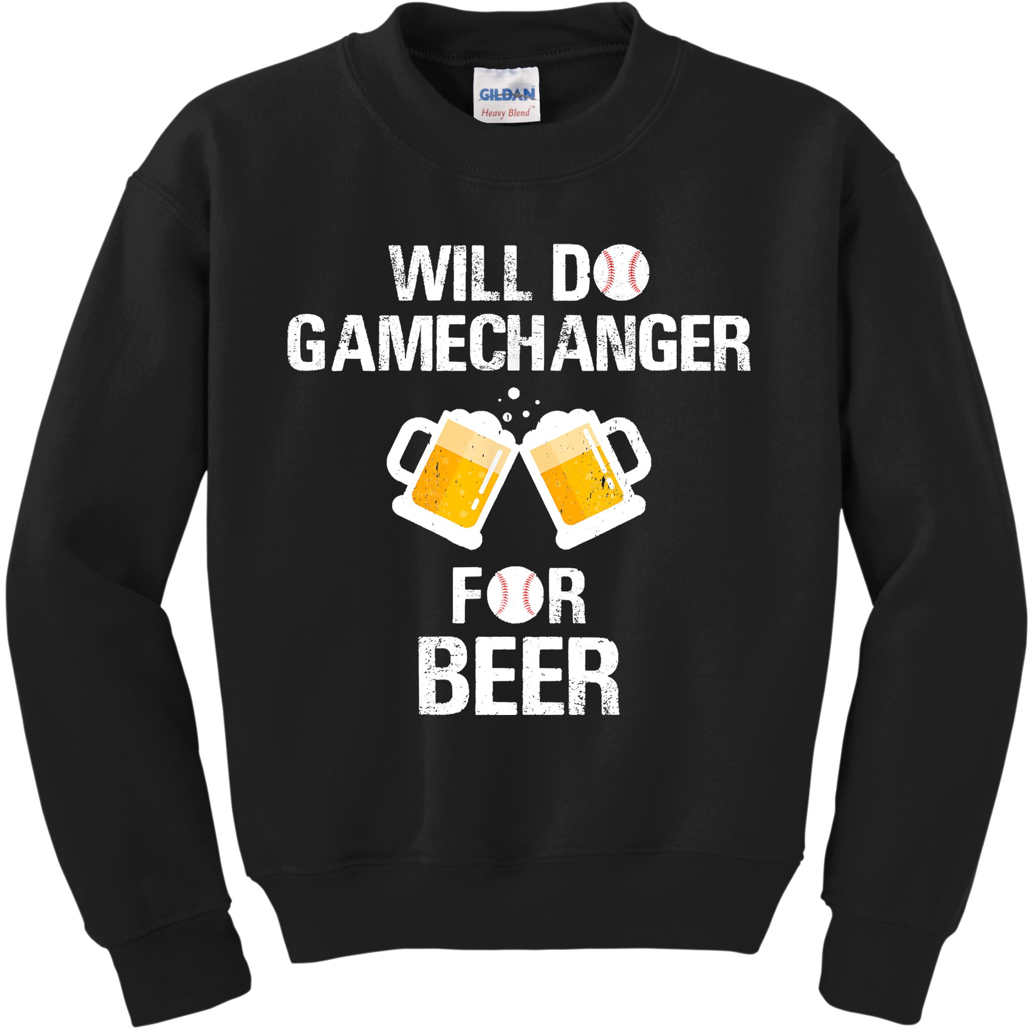 Will Do Gamechanger For Beer Funny Baseball Kids Sweatshirt