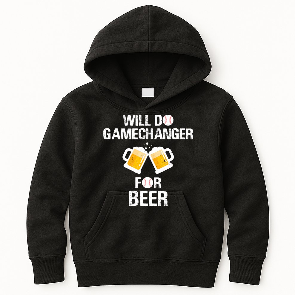 Will Do Gamechanger For Beer Funny Baseball Kids Hoodie