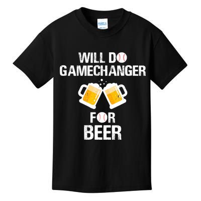 Will Do Gamechanger For Beer Funny Baseball Kids T-Shirt