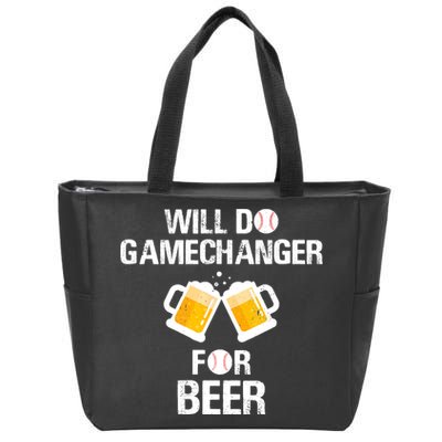 Will Do Gamechanger For Beer Funny Baseball Zip Tote Bag