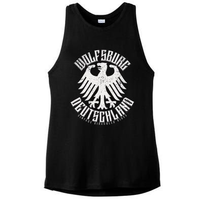 Wolfsburg Deutschland Germany Vintage Air Cooled Rides Ladies PosiCharge Tri-Blend Wicking Tank