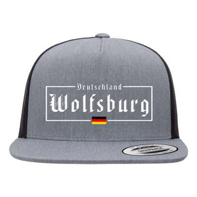 Wolfsburg Deutschland Germany German Flag Flat Bill Trucker Hat