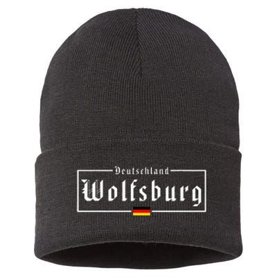 Wolfsburg Deutschland Germany German Flag Sustainable Knit Beanie