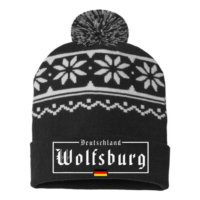 Wolfsburg Deutschland Germany German Flag USA-Made Snowflake Beanie