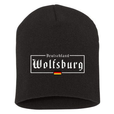 Wolfsburg Deutschland Germany German Flag Short Acrylic Beanie