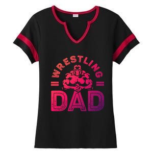 Wrestling Dad Gift Wrestle Lover Daddy Wrestler Gift Ladies Halftime Notch Neck Tee