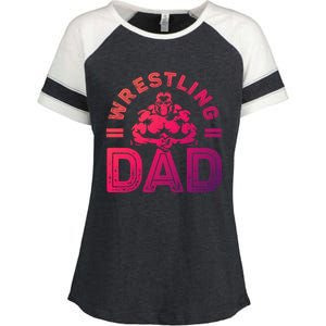 Wrestling Dad Gift Wrestle Lover Daddy Wrestler Gift Enza Ladies Jersey Colorblock Tee