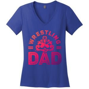 Wrestling Dad Gift Wrestle Lover Daddy Wrestler Gift Women's V-Neck T-Shirt