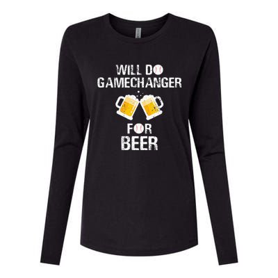 Will Do Gamechanger For Beer Funny Baseball Womens Cotton Relaxed Long Sleeve T-Shirt