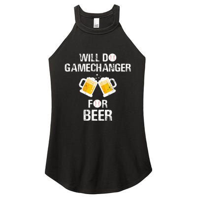 Will Do Gamechanger For Beer Funny Baseball Women's Perfect Tri Rocker Tank