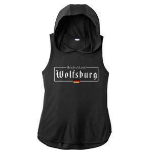 Wolfsburg Deutschland Germany German Flag Ladies PosiCharge Tri-Blend Wicking Draft Hoodie Tank