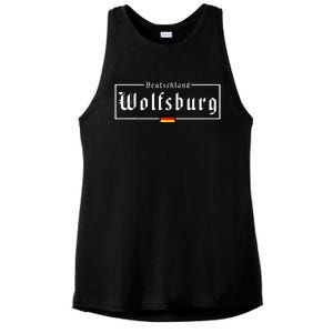 Wolfsburg Deutschland Germany German Flag Ladies PosiCharge Tri-Blend Wicking Tank