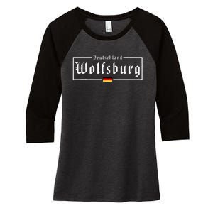 Wolfsburg Deutschland Germany German Flag Women's Tri-Blend 3/4-Sleeve Raglan Shirt