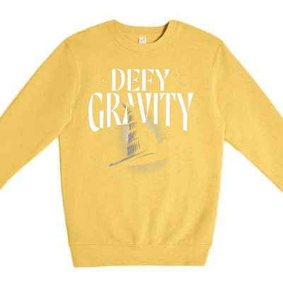 Wicked Defy Gravity Distressed Hat Poster Premium Crewneck Sweatshirt