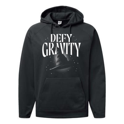 Wicked Defy Gravity Distressed Hat Poster Performance Fleece Hoodie